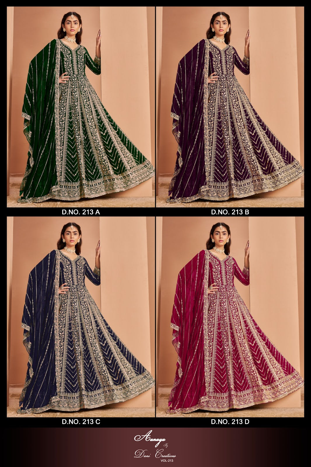 Aanaya Vol 213 Dani Creation Faux Georgette Pakistani Salwar Suits Wholesale Price