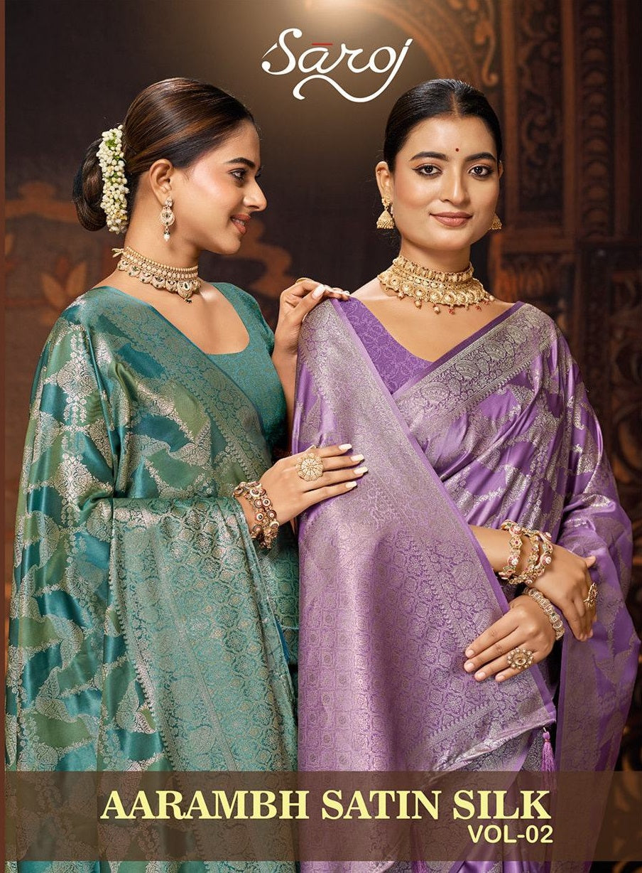Aarambh Satin Silk Vol 2 Saroj Sarees Exporter Gujarat