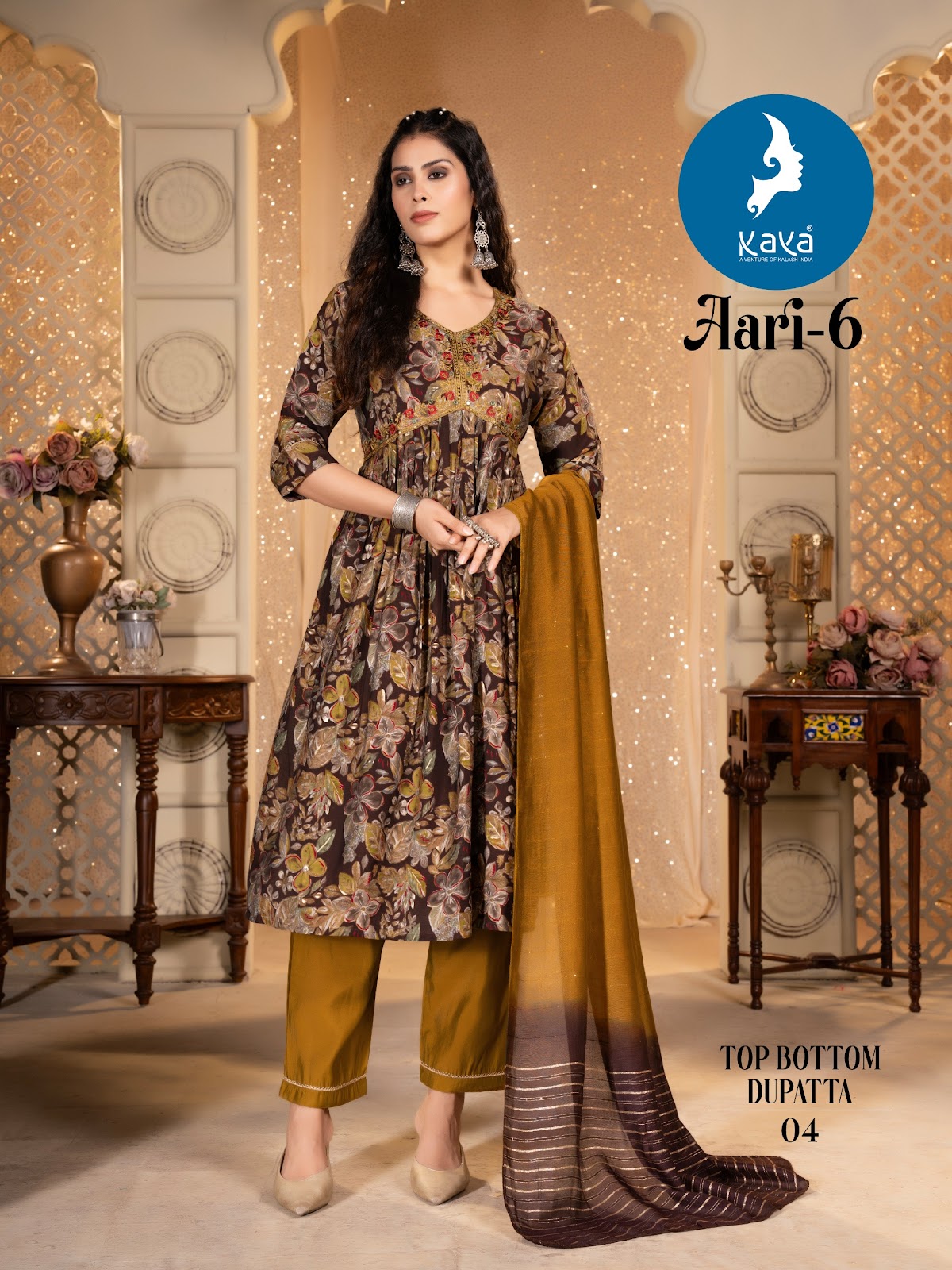 Aari 6 Kaya Chanderi Modal Readymade Pant Style Suits Supplier
