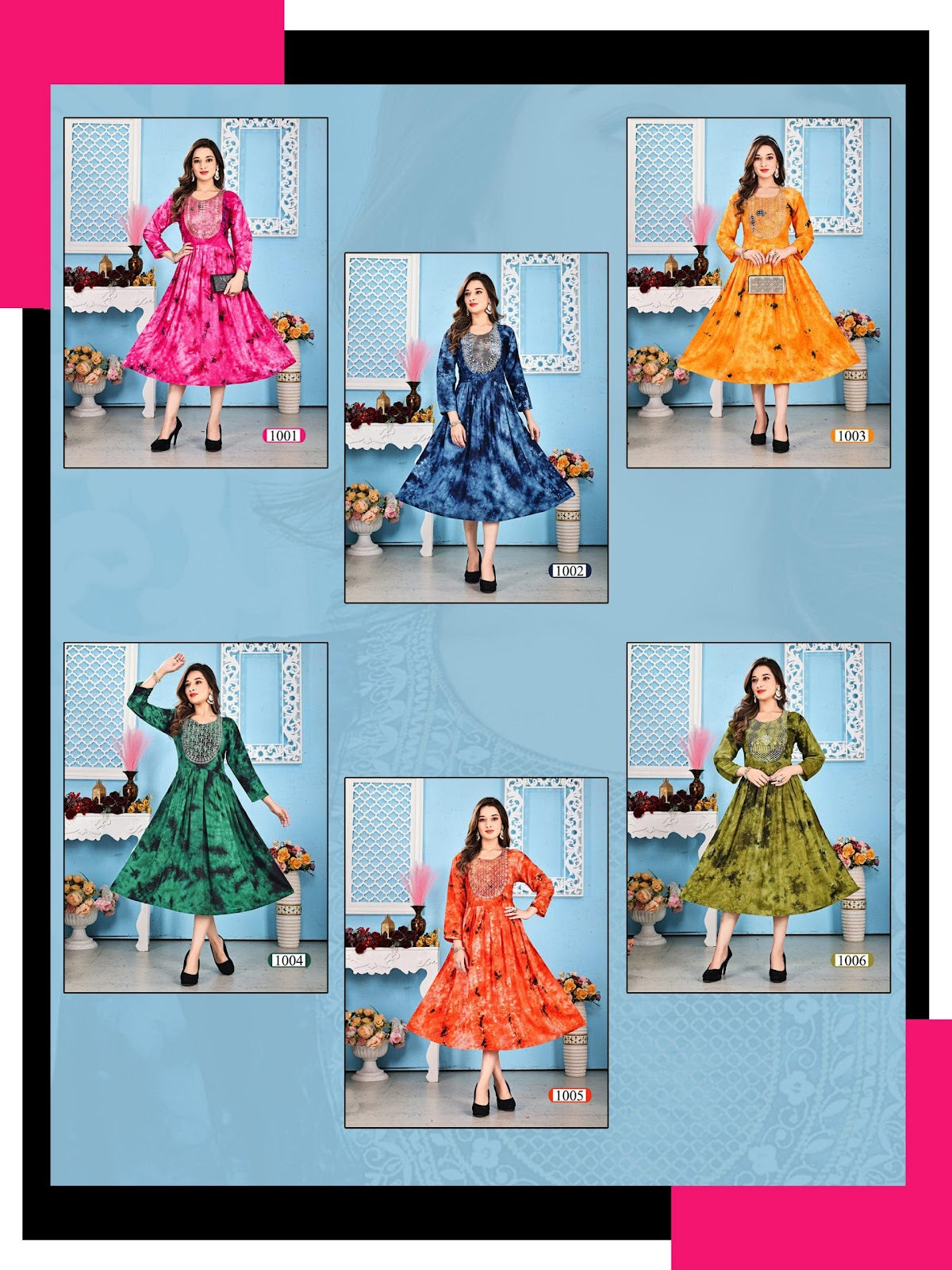 Aarna 3 Prinal Tie Dye Anarkali Kurtis Exporter India