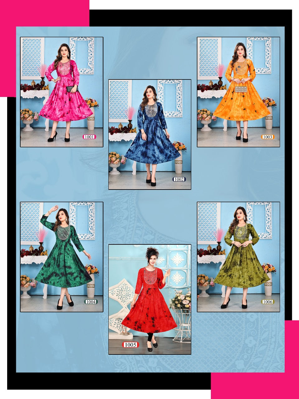 Aarna 4 Prinal Tie Dye Anarkali Kurtis Wholesaler