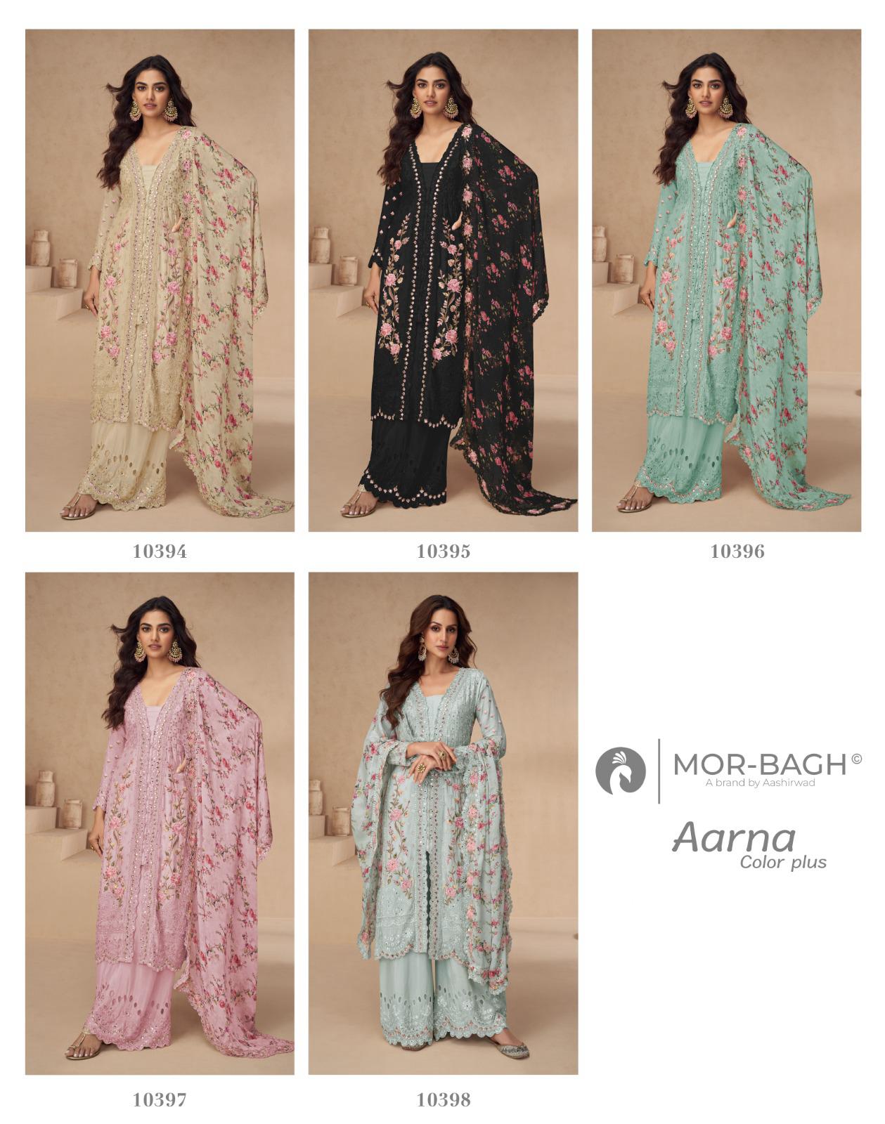 Aarna Mor Bagh Chinnon Silk Readymade Plazzo Style Suits Manufacturer India