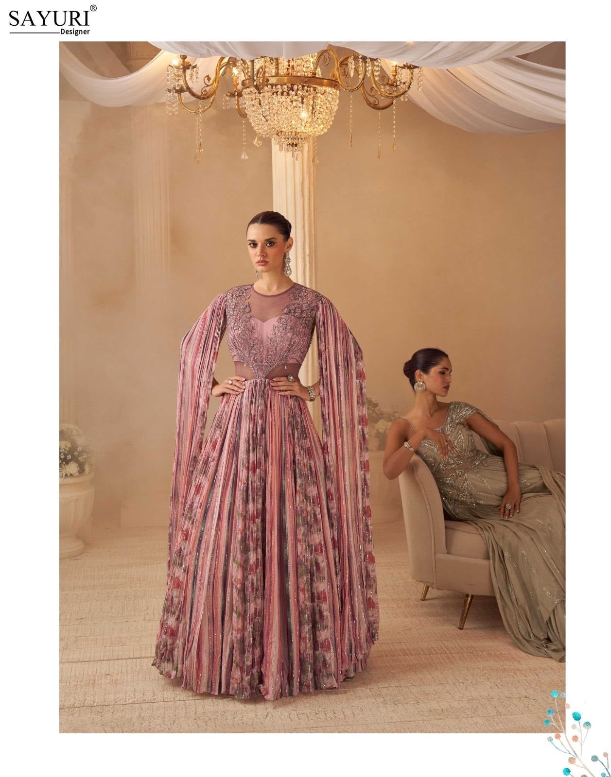 Aarohi Sayuri Chinon Silk Indo Western Pair Wholesaler Ahmedabad