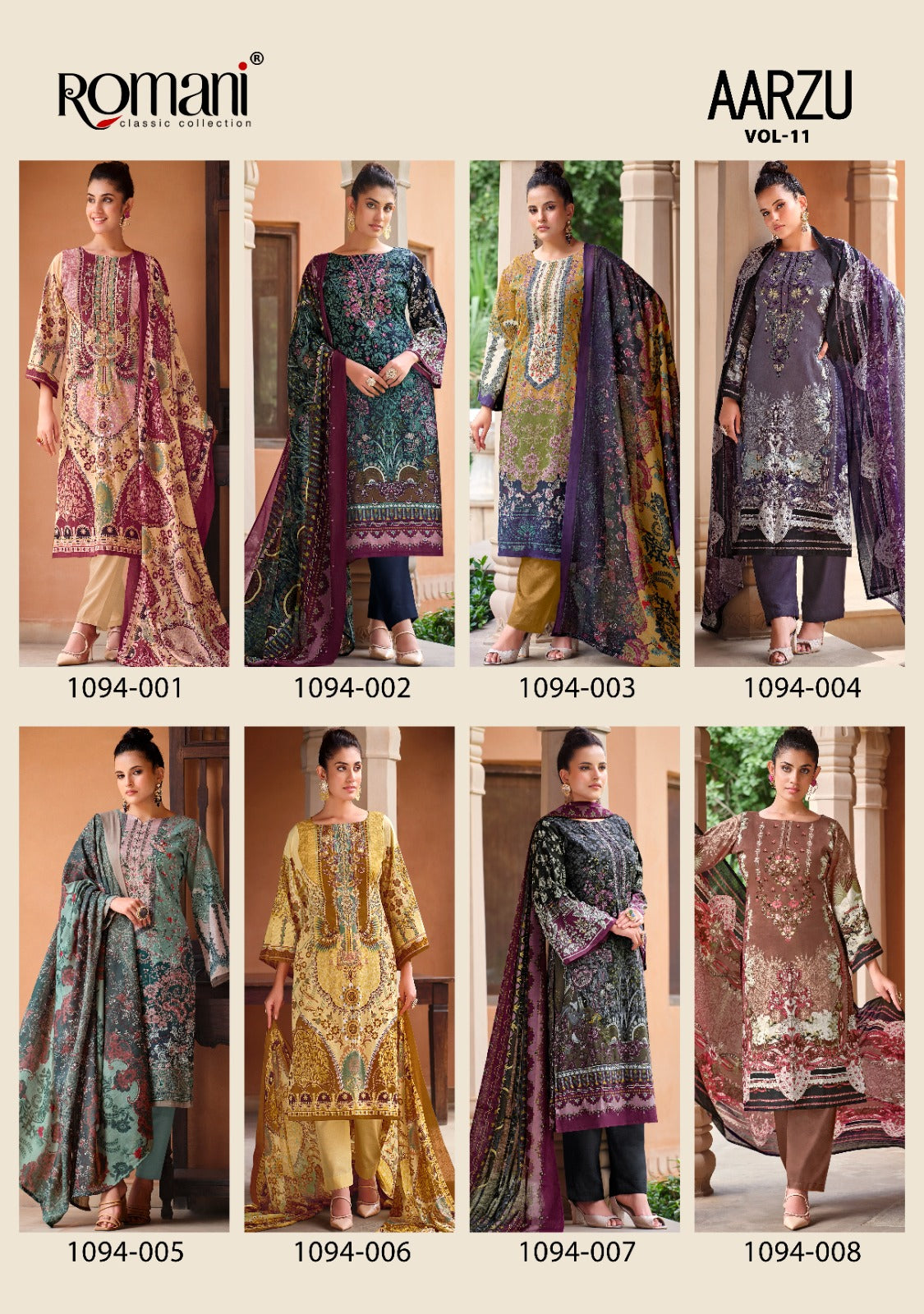 Aarzu Vol 11 Romani Cotton Karachi Salwar Suits Supplier Gujarat