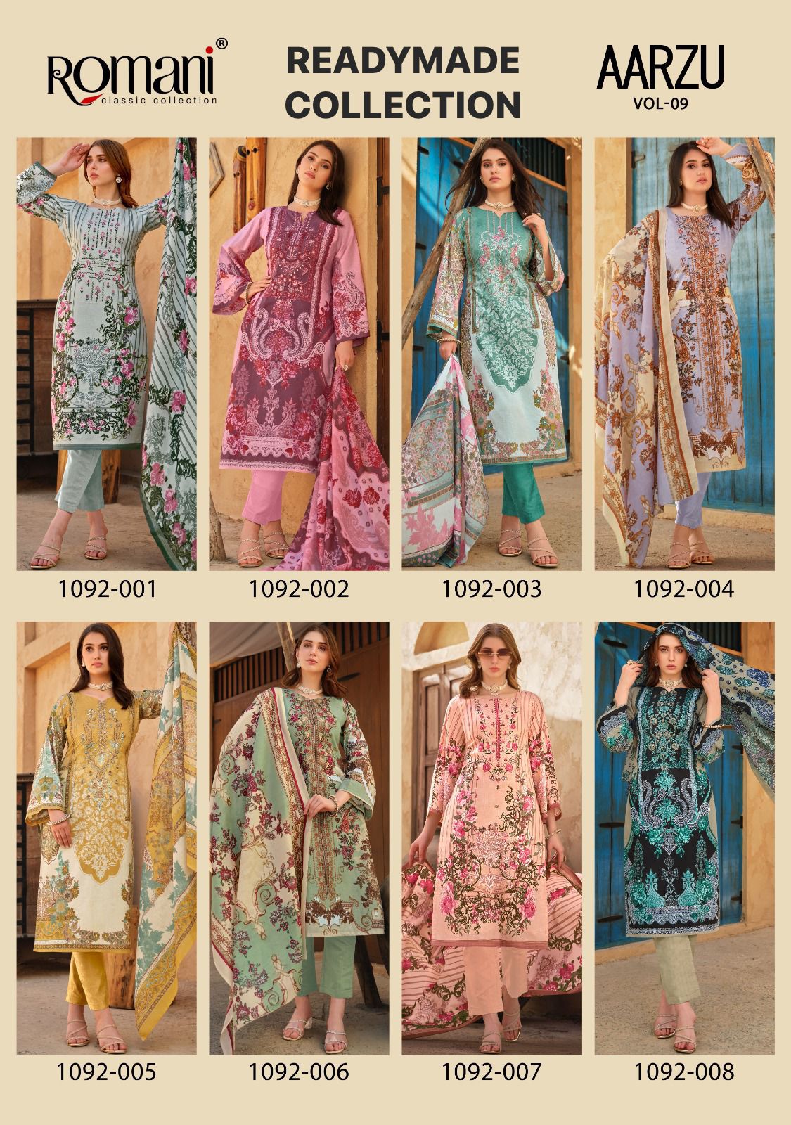 Aarzu Vol 9 Romani Cotton Karachi Readymade Suits Exporter India