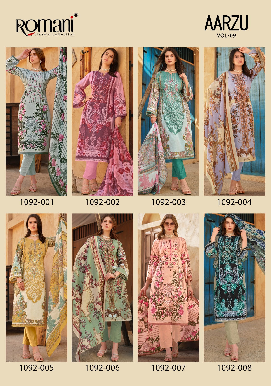 Aarzu Vol 9 Romani Cotton Karachi Salwar Suits Wholesale Price