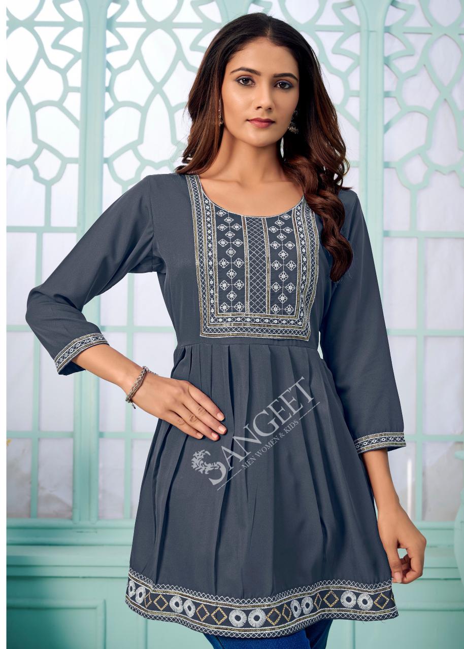 Aashini 3 Sangeet Rayon Designer Long Top Supplier Ahmedabad