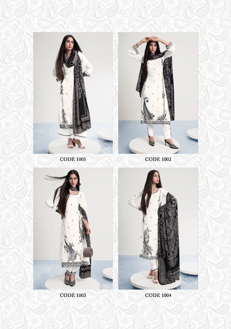 Aashira-White Yesfab Modal Silk Pant Style Suits Supplier India