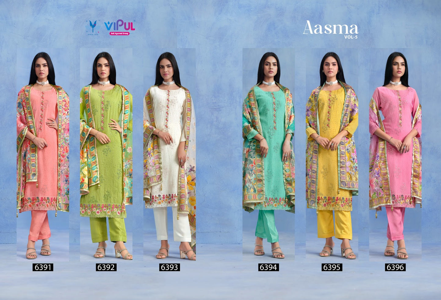 Aasma Vol 5 Vipul Pant Style Suits Exporter Ahmedabad