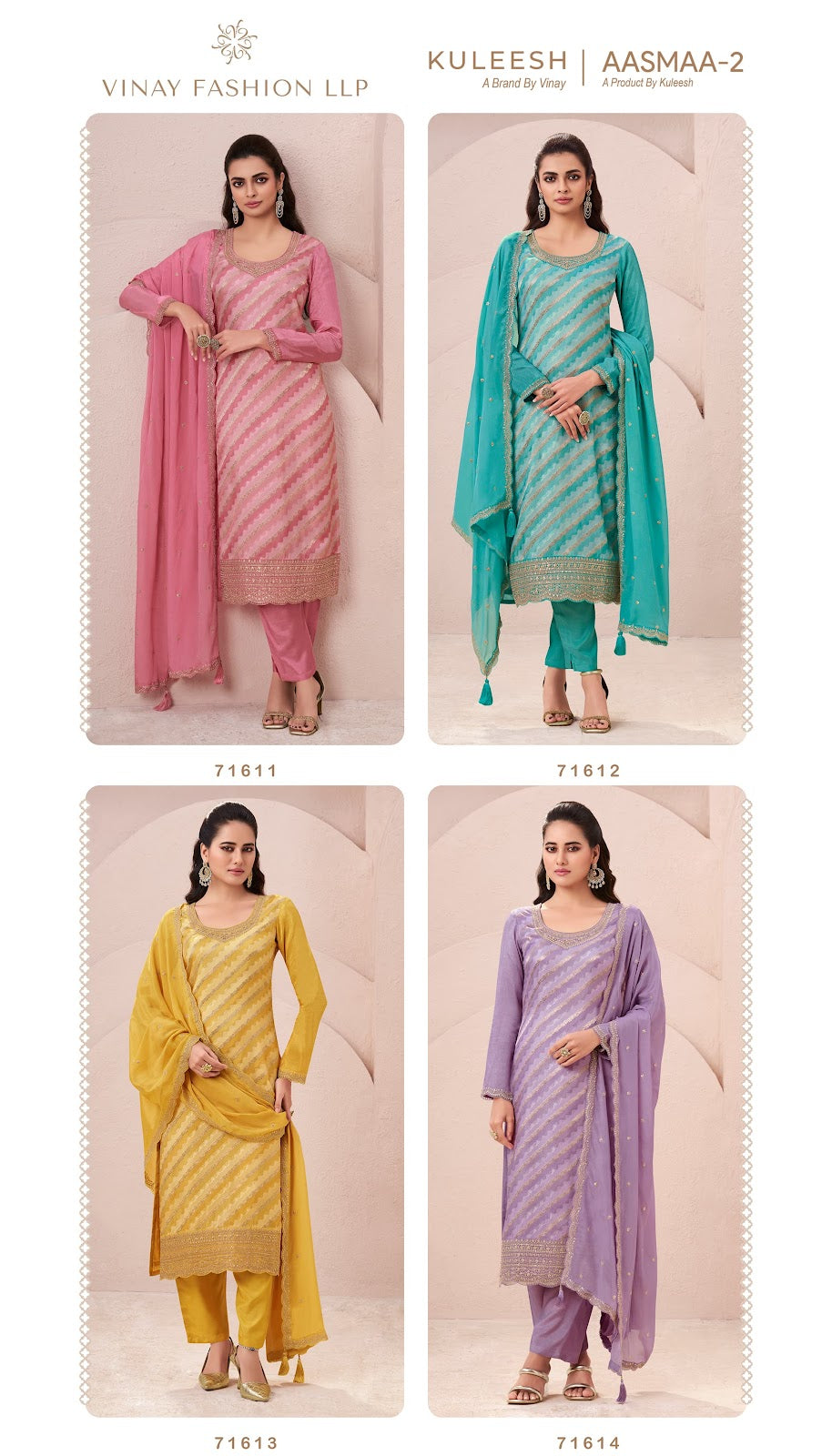 Aasmaa 2 Kuleesh Vinay Fashion Llp Moga Silk Pant Style Suits Supplier