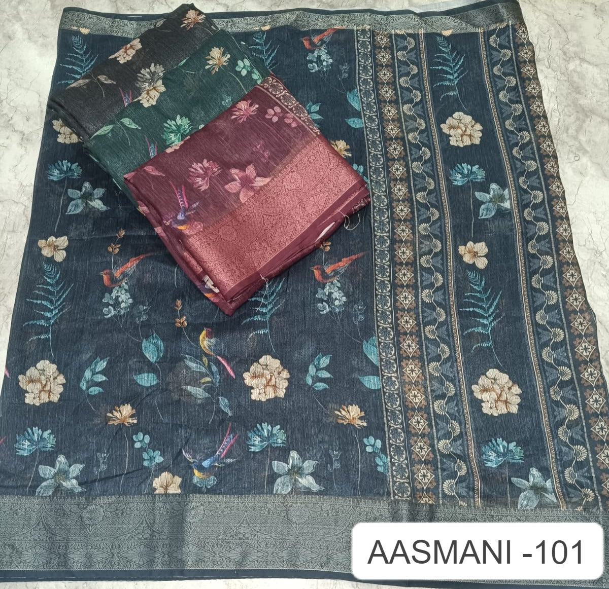 Aasmani 101 Kalpveli Soft Cotton Sarees Wholesaler Ahmedabad