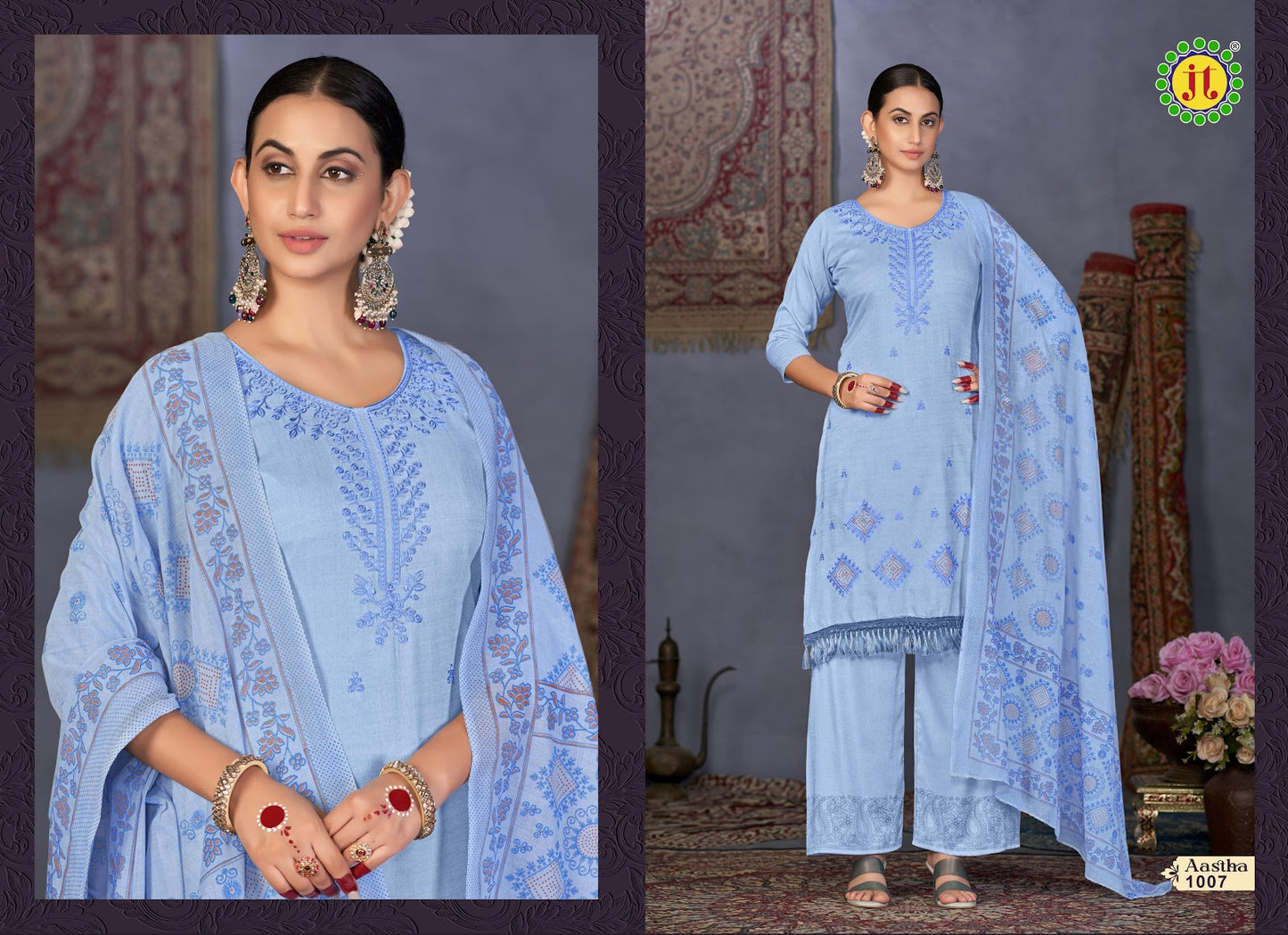 Aastha Jt Slub Plazzo Style Suits Supplier India