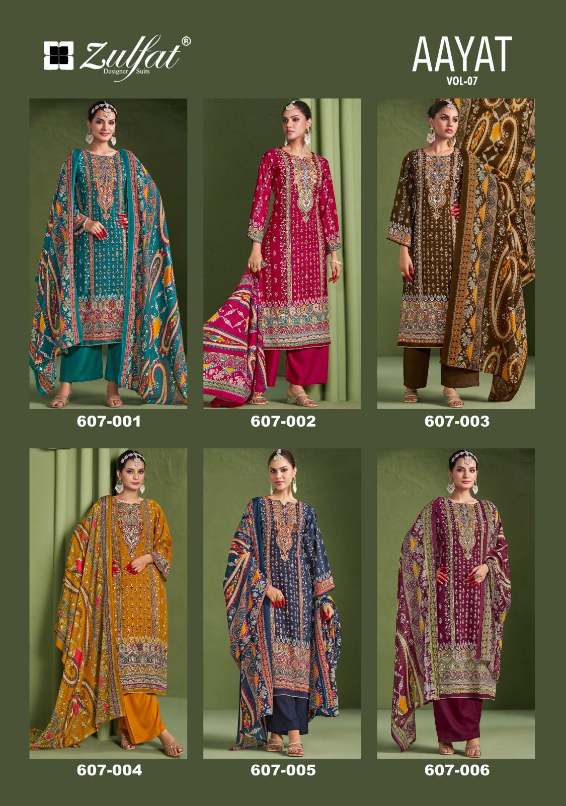 Aayat Vol 7 Zulfat Designer Viscose Rayon Karachi Salwar Suits Manufacturer India