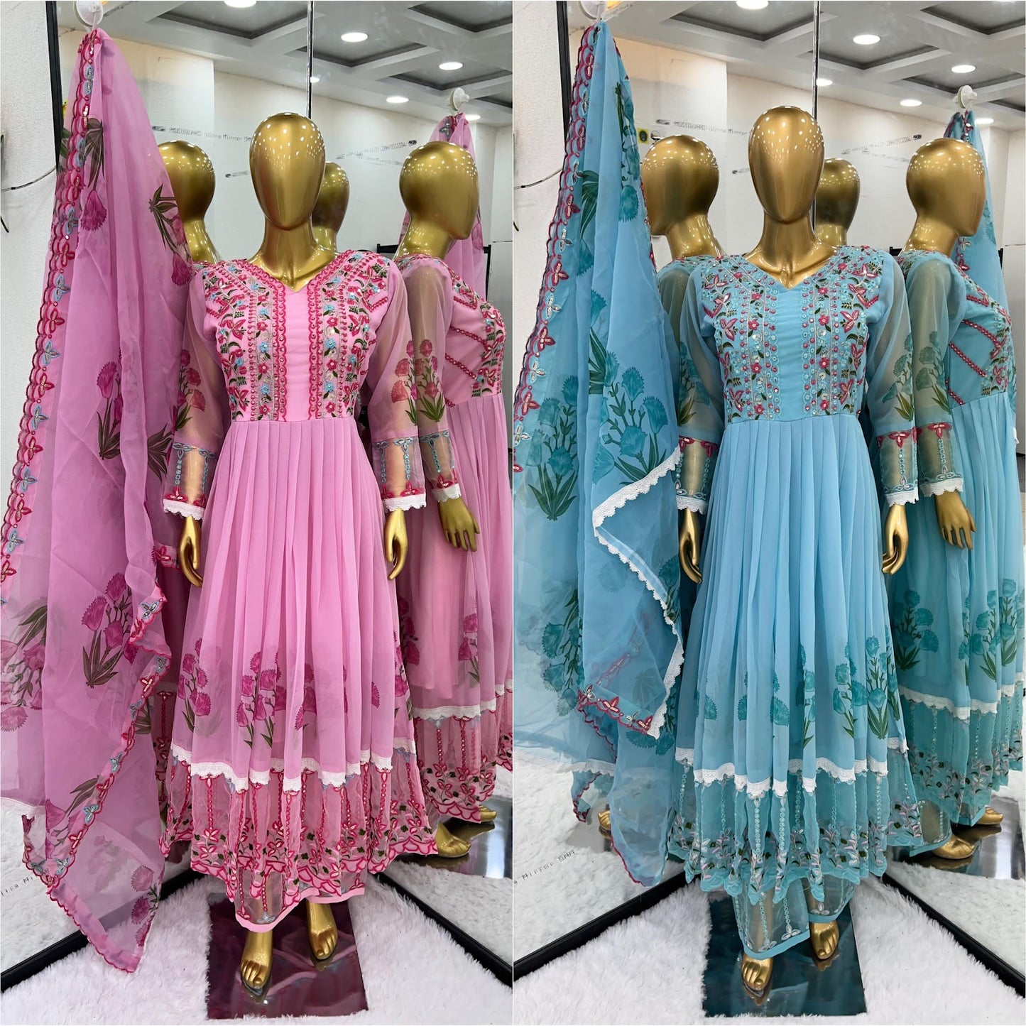 Ad 813 Aadhya Fox Georgette Readymade Anarkali Suits Wholesale