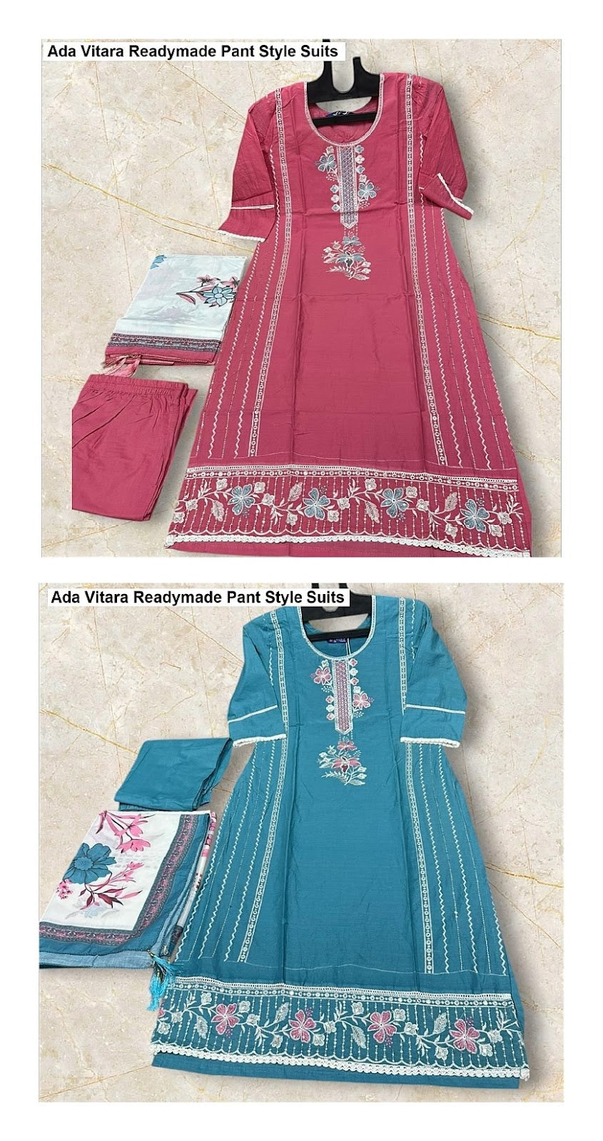 Ada Vitara Cotton Cambric Readymade Pant Style Suits Wholesaler Gujarat