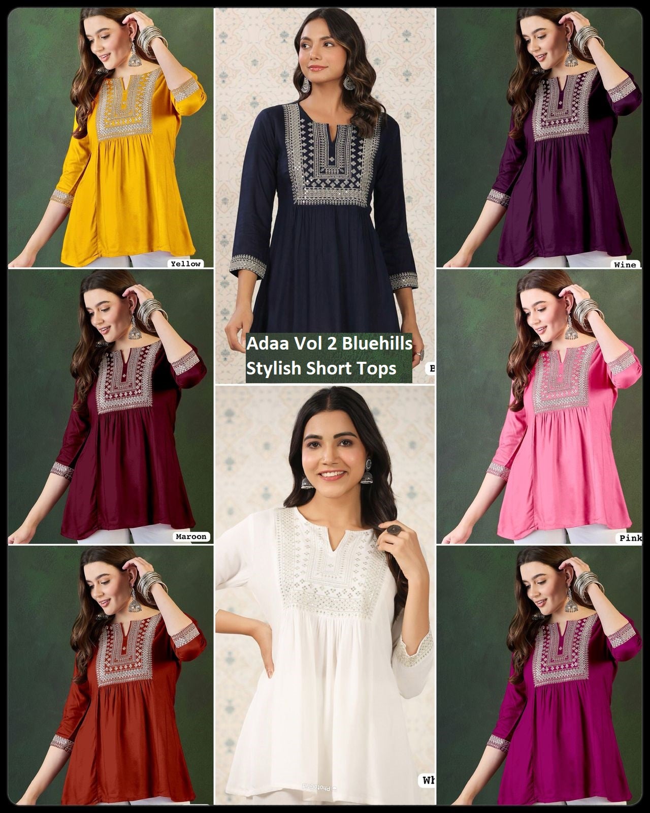 Adaa Vol 2 Bluehills Heavy Rayon Stylish Short Tops Supplier India