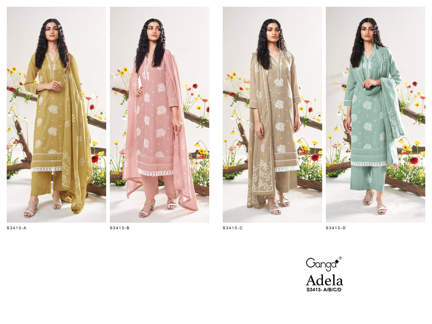 Adela 3413 Ganga Mal Plazzo Style Suits Exporter