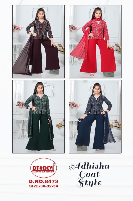 Adhisha Coat Style 8473 Dt Devi Georgette Girls Western Pair