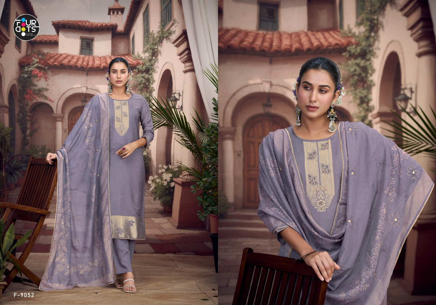 Adira Four Dots Muslin Jacquard Pant Style Suits Exporter India