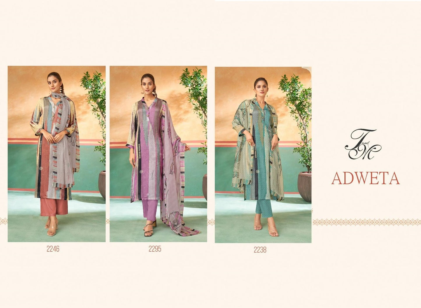 Adweta Sahiba Staple Twill Pashmina Suits Supplier