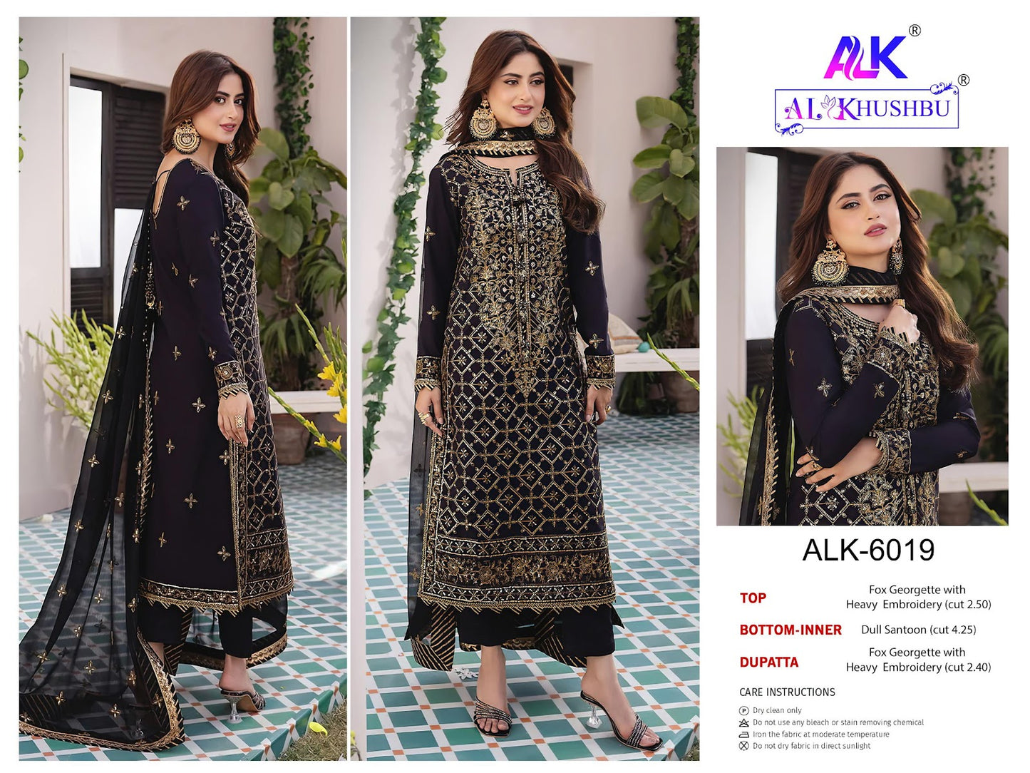 Afifa Vol 3 6018-6020 Alk Georgette Pakistani Salwar Suits Wholesale Rate