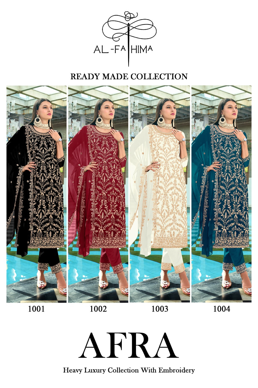 Afra Al Fathima Fox Georgette Readymade Pant Style Suits Wholesale Price