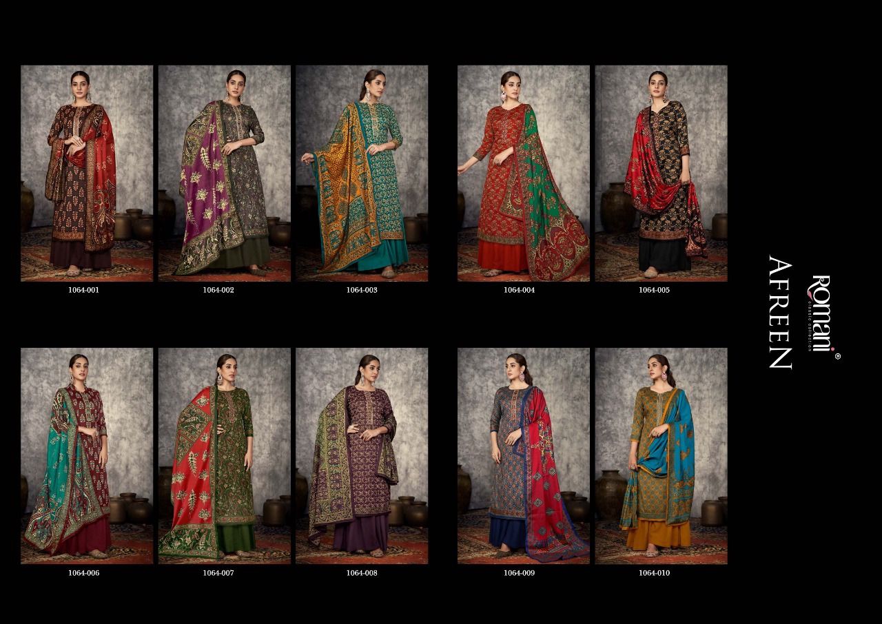 Afreen Romani Spun Pashmina Suits Exporter Ahmedabad