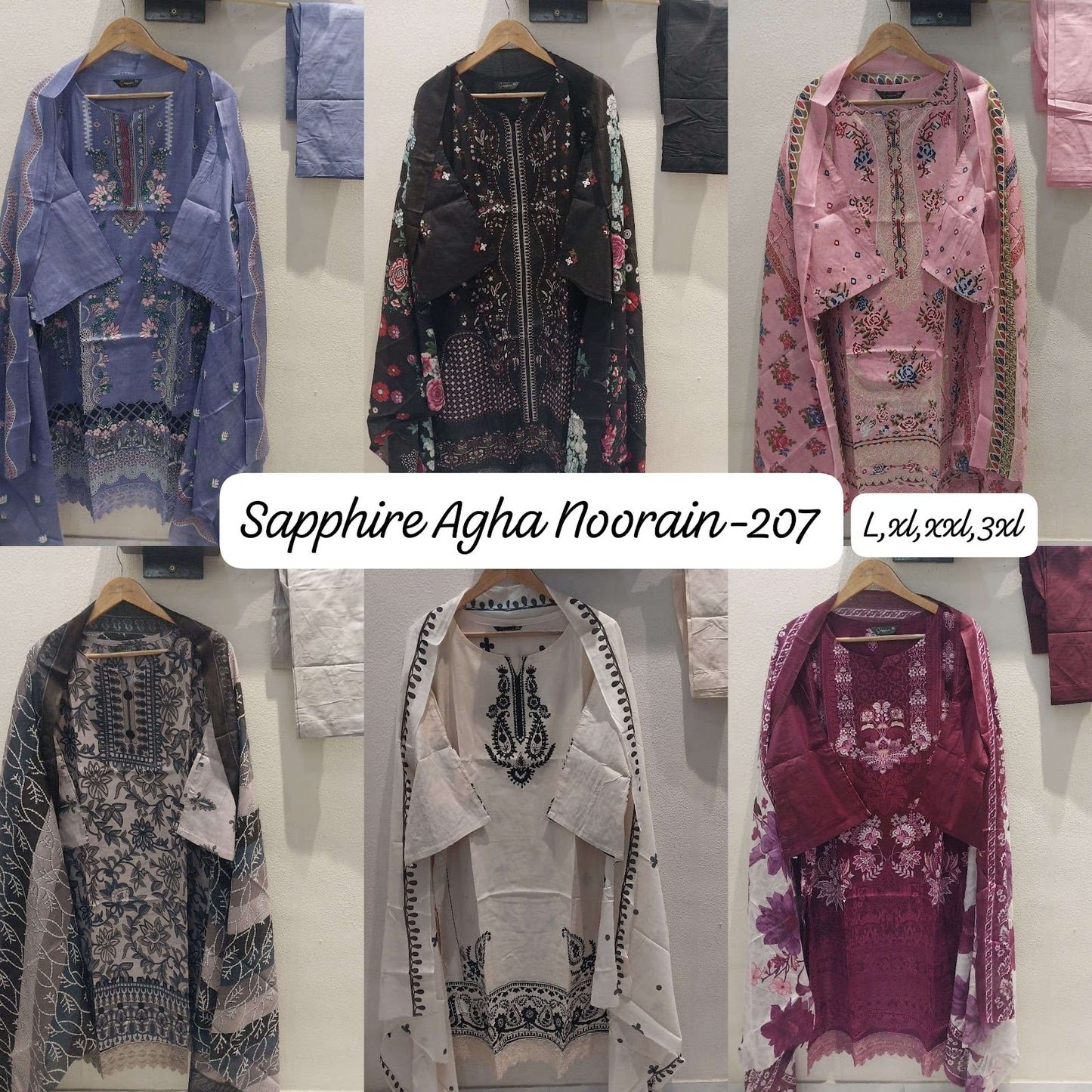 Agha Noorain 207 Sapphire Lawn Cotton Karachi Readymade Suits Supplier