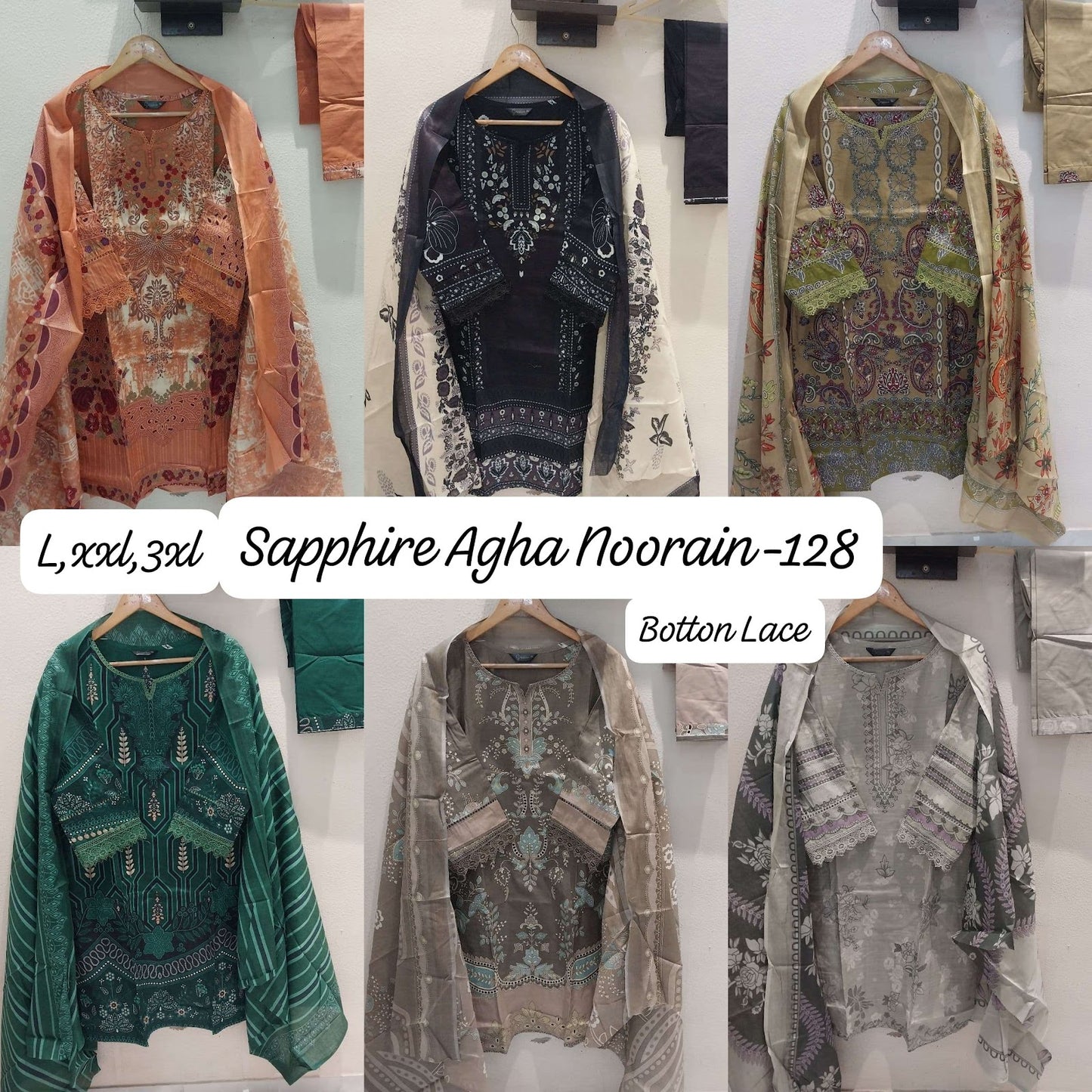 Agha Noorain N 128 Sapphire Lawn Karachi Readymade Suits Manufacturer India
