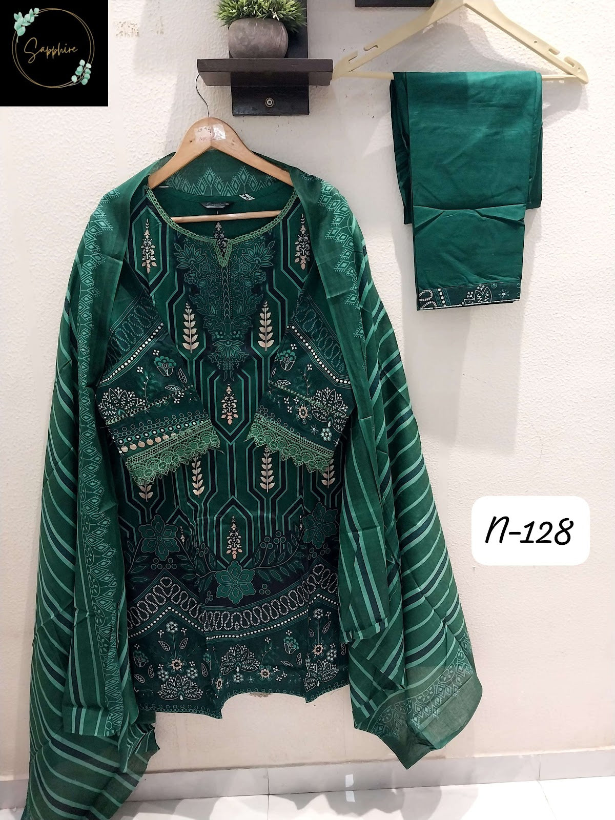 Agha Noorain N 128 Sapphire Lawn Karachi Readymade Suits Manufacturer India