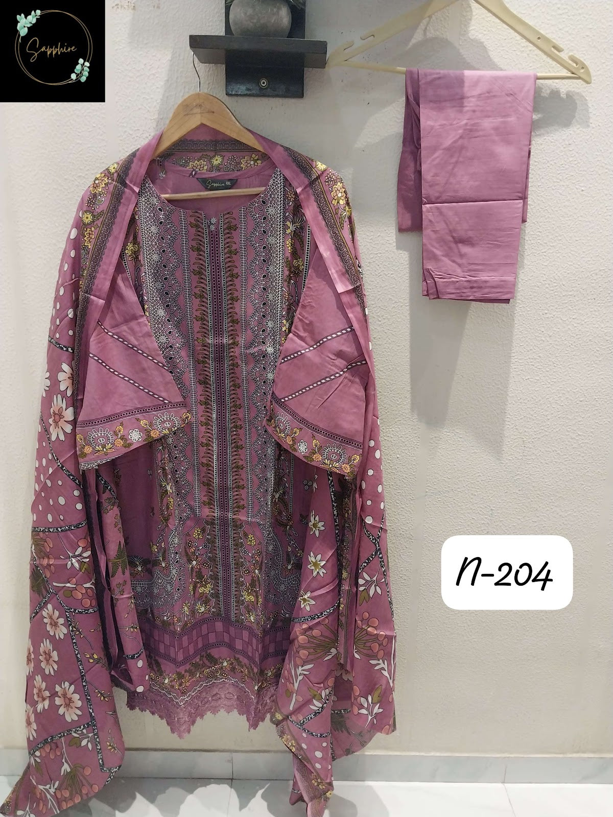 Agha Noorain N 204 Sapphire Lawn Karachi Readymade Suits Manufacturer Gujarat