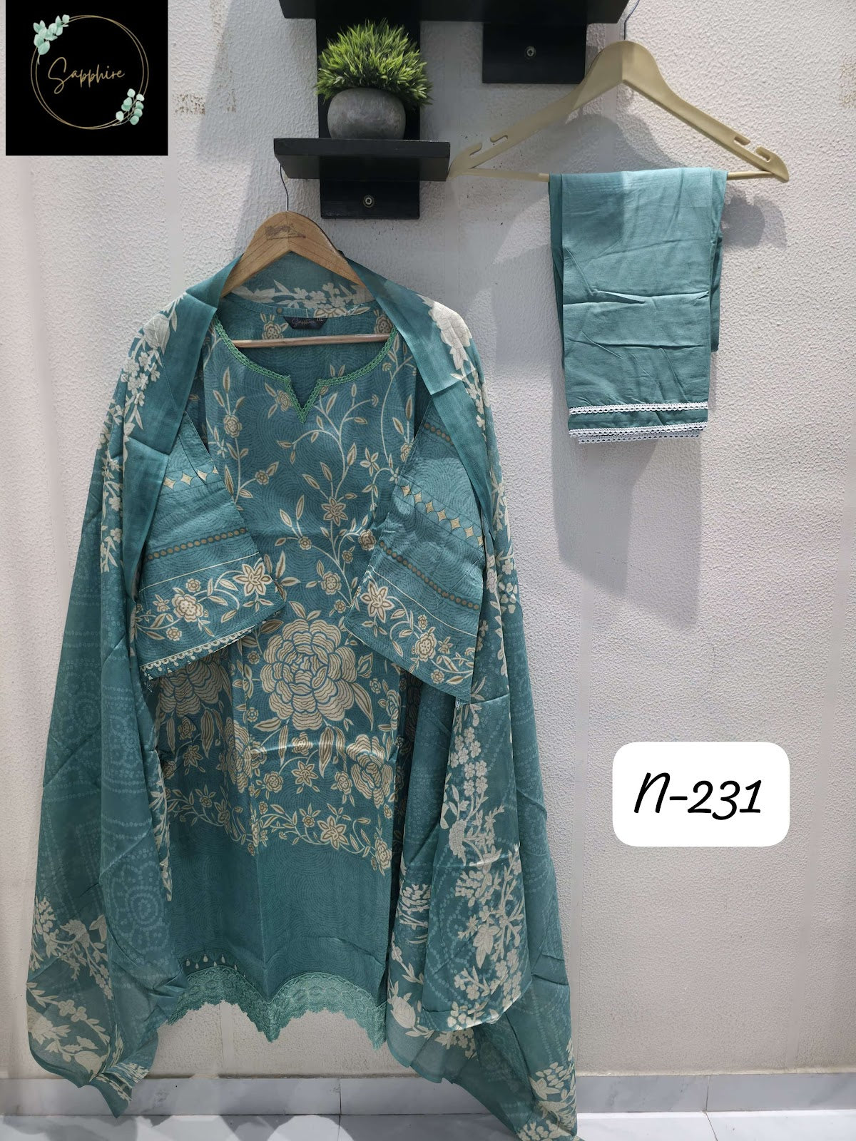 Agha Noorain N 231 Sapphire Pure Lawn Karachi Readymade Suits Supplier
