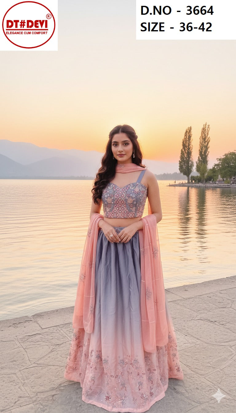 Agni Dn 3664 Dt Devi Viscose Chinon Readymade Girls Lehenga Choli Manufacturer Gujarat