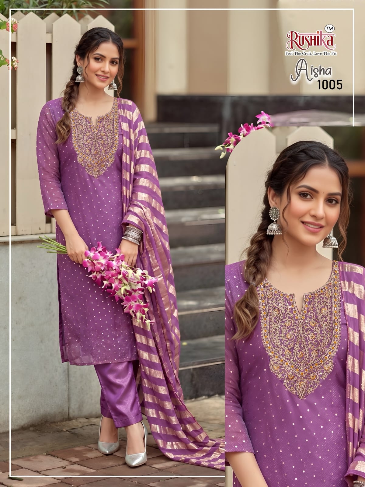 Aisha Rushika Silk Readymade Pant Style Suits Manufacturer Gujarat