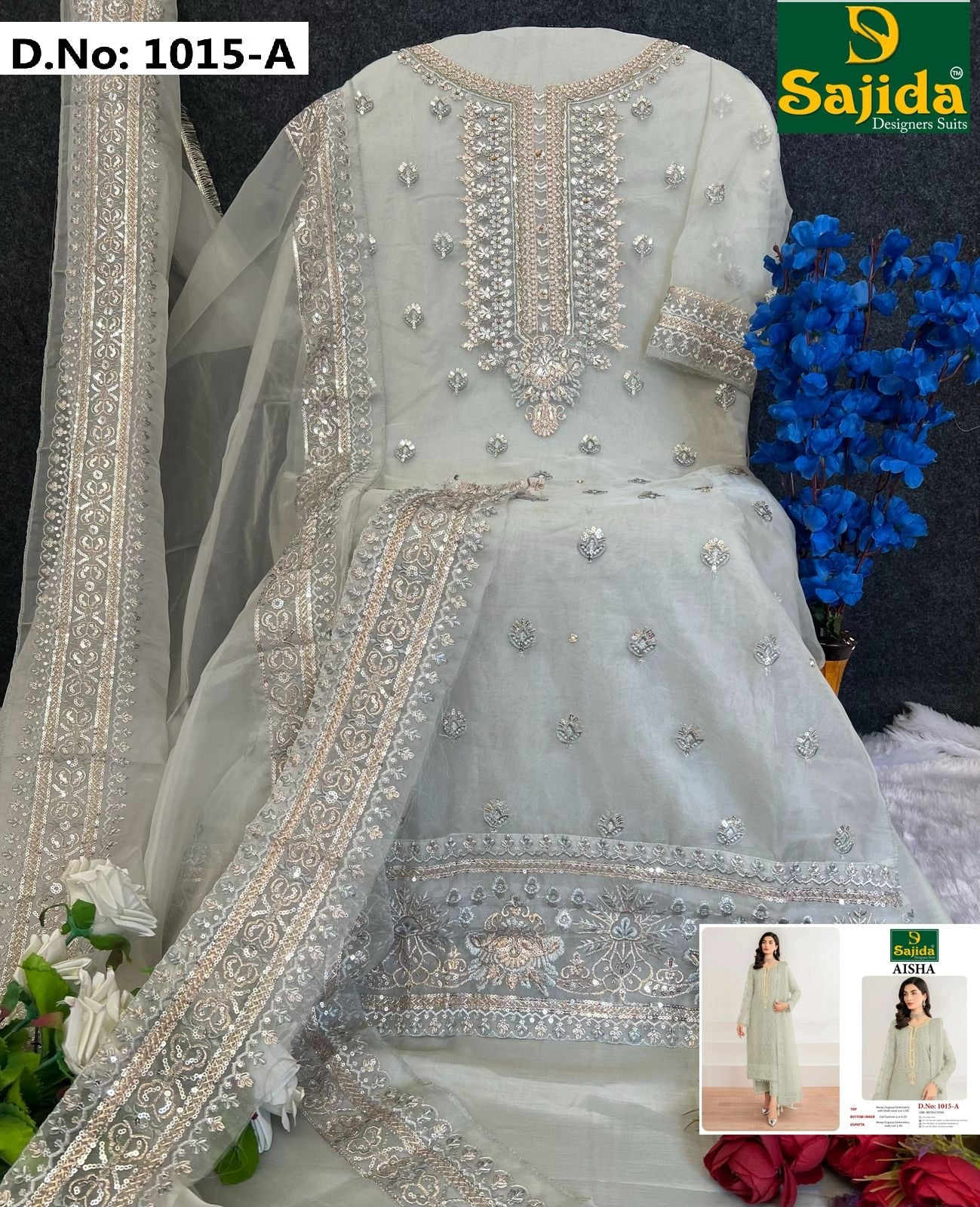 Aisha Sajida Organza Pakistani Salwar Suits Manufacturer Ahmedabad