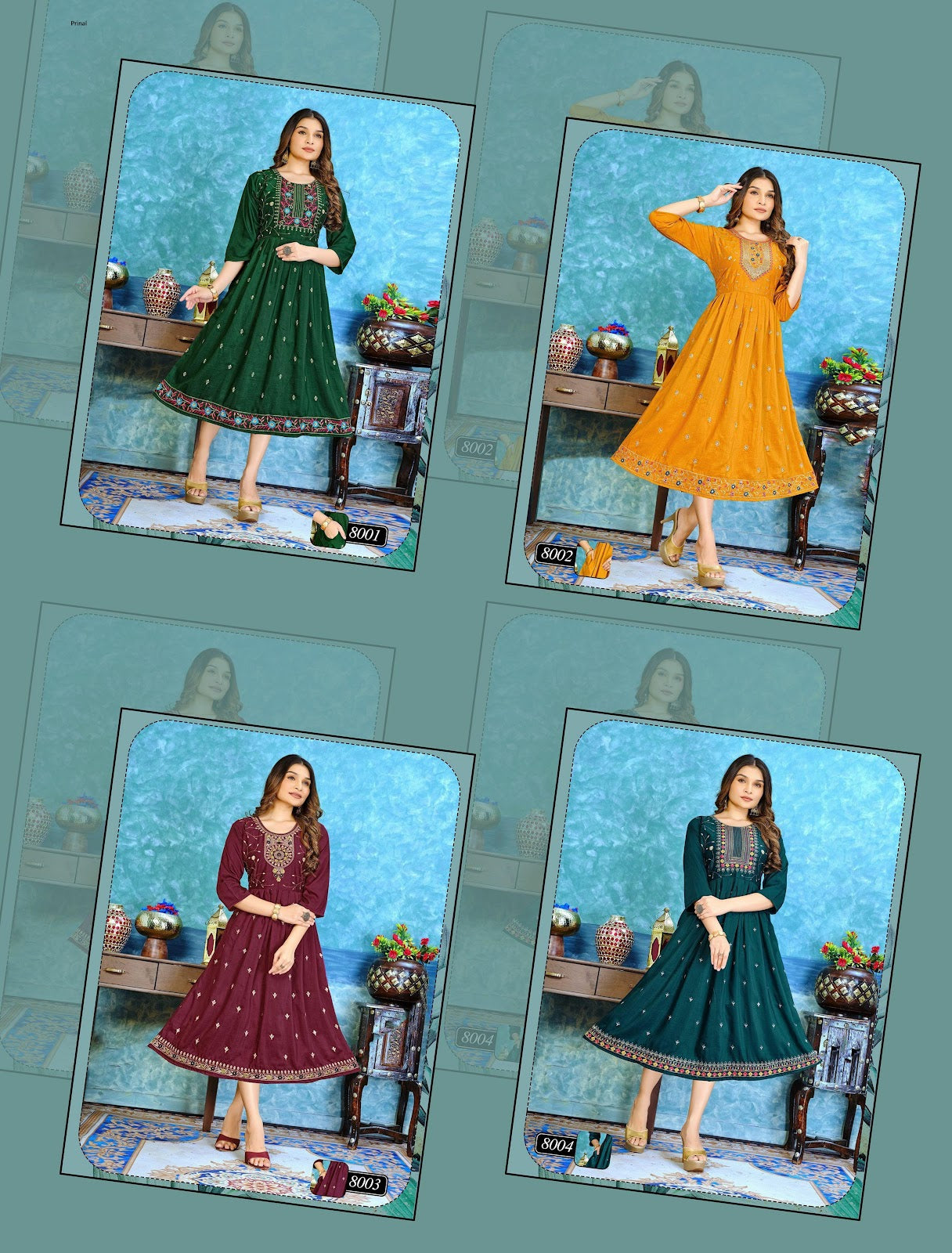 Ajanta Prinal Dobby Anarkali Kurtis Manufacturer India
