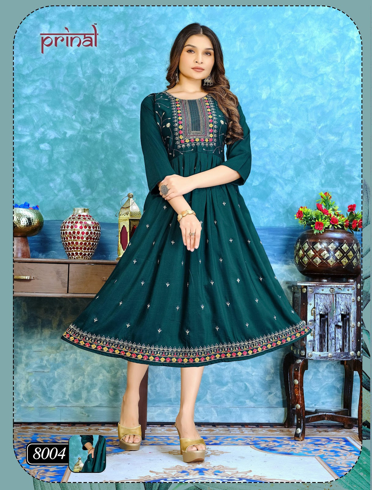 Ajanta Prinal Dobby Anarkali Kurtis Manufacturer India