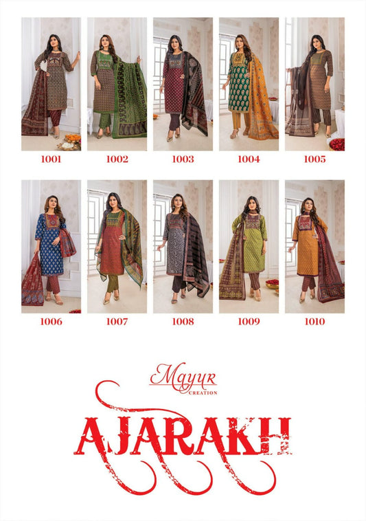 Ajarakh Mayur Creation Cotton Pant Style Suits