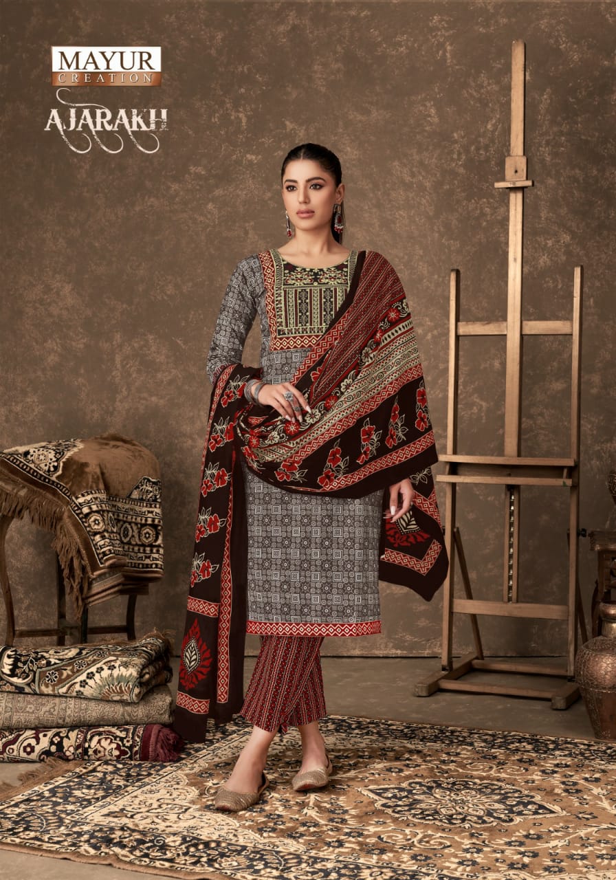 Ajarakh Vol 4 Mayur Creation Cotton Dress Material Manufacturer Gujarat