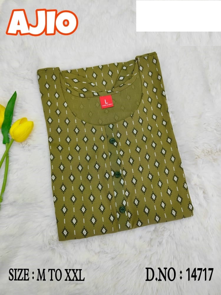 Ajio Jnx Rayon Knee Length Kurtis Supplier India