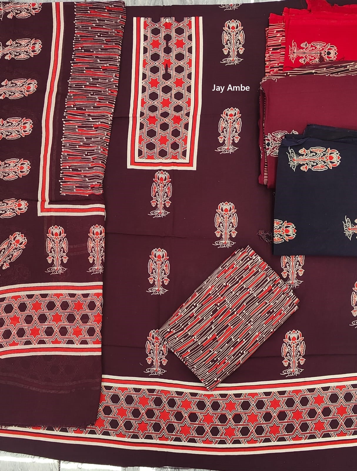 Ajrak Special 260826 Jay Ambe Rayon Salwar Suits Supplier
