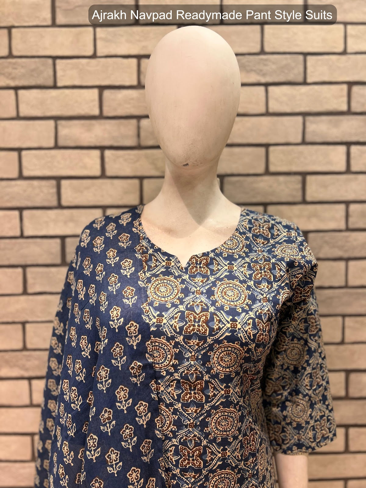 Ajrakh Navpad Cotton Readymade Pant Style Suits Wholesaler Ahmedabad