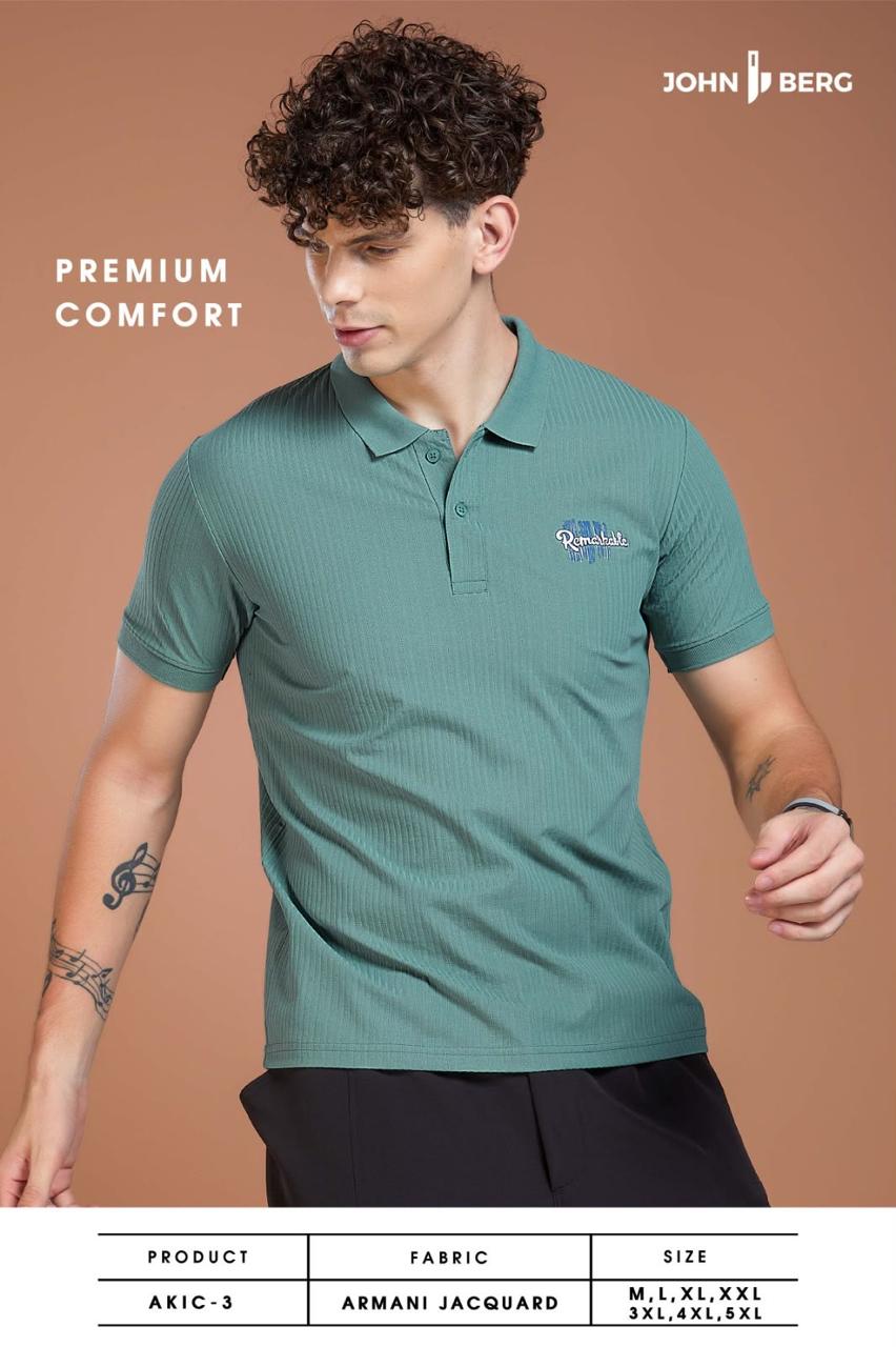 Akic 3 John Berg Jacquard Mens Tshirts Wholesaler Gujarat