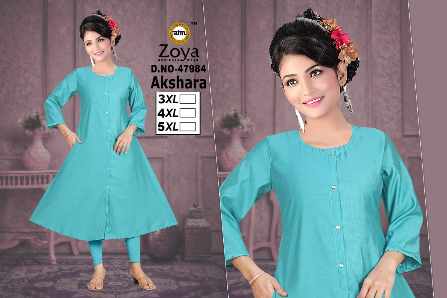 Akshara 1303 Zoya Vertican Plus Size Kurtis Manufacturer