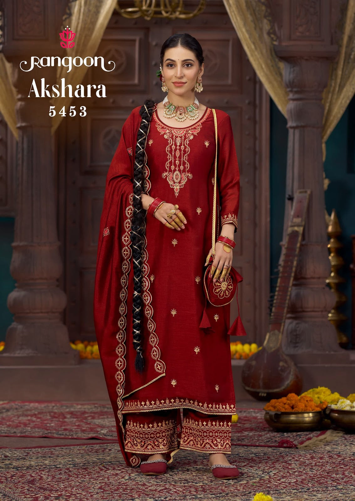 Akshara Rangoon Silk Readymade Plazzo Style Suits Exporter Gujarat