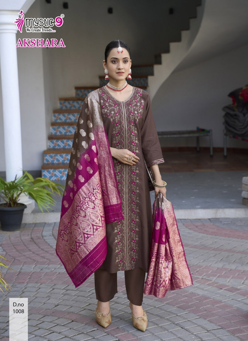 Akshara Vol 1 Mystic 9 Vertican Readymade Pant Style Suits Manufacturer India