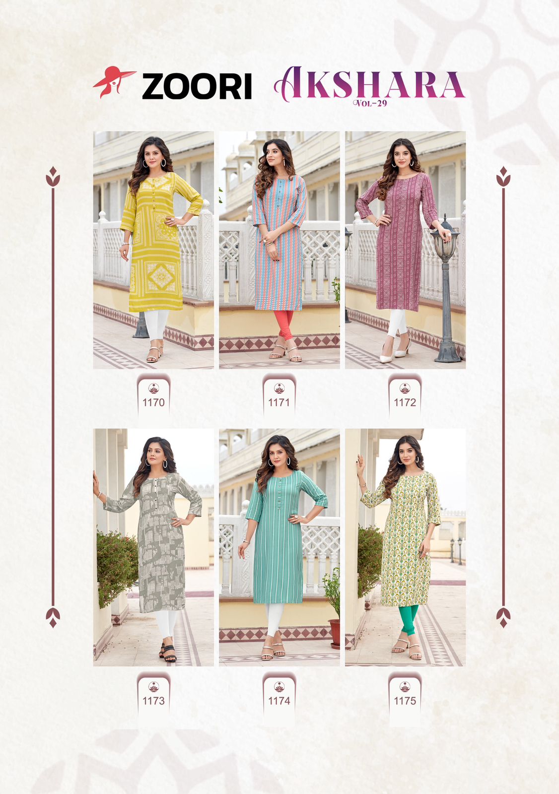 Akshara Vol 29 Zoori Rayon Long Straight Kurti Wholesale Price