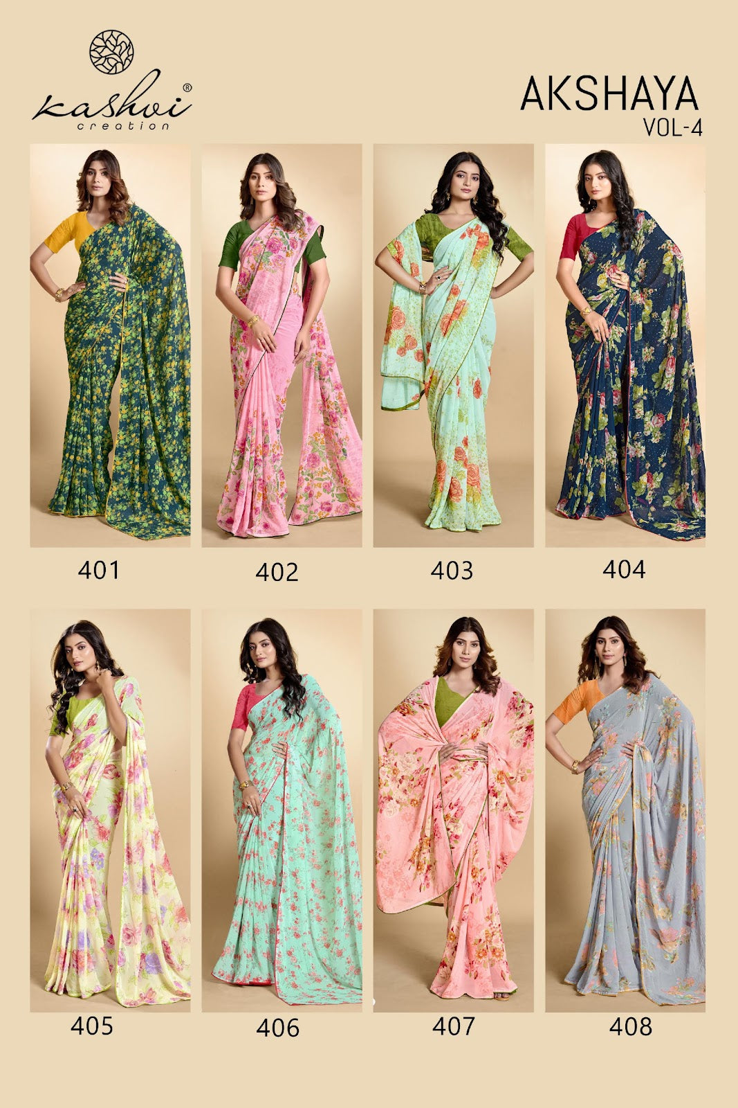 Akshaya Vol 4 Kashvi Creation Weightless Sarees Exporter