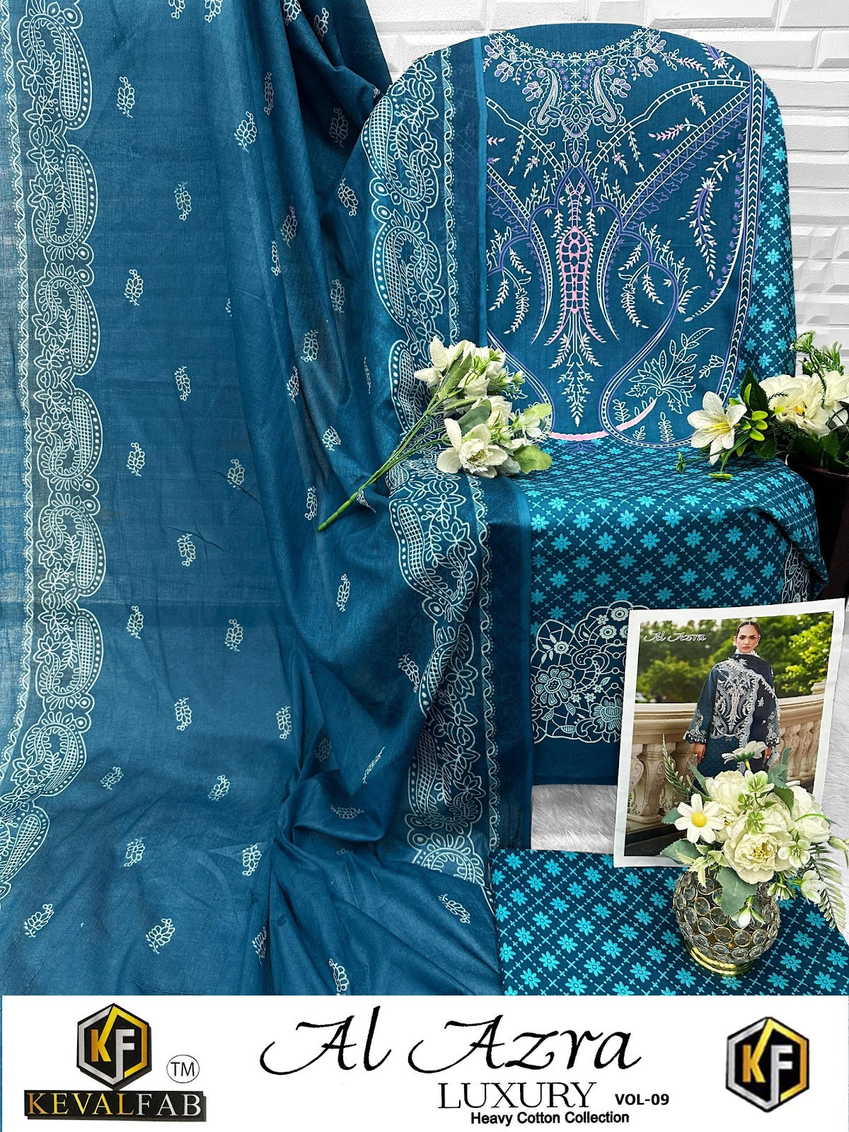 Al Azra Vol 9 Keval Fab Cotton Karachi Salwar Suits Supplier