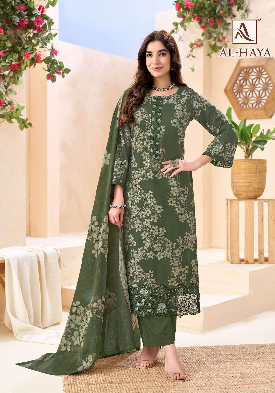 Al Haya Alok Cambric Cotton Karachi Salwar Suits Wholesaler